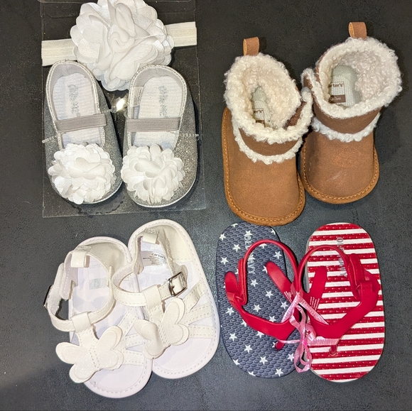 4 PR Infant Girls Shoes Sz 0-3m, 6-9m, 9-12m - Picture 2 of 6